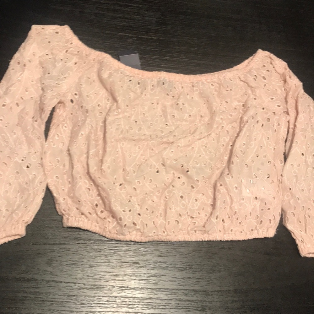 American Eagle adorable pink lace crop top